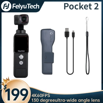 FeiyuTech Feiyu Pocket 2 Преносима 3-axial екшън-камера с карданным стабилизатор на 4K с микрофон с ъгъл на видимост от 130 °, 12-мегапикселова картина, 4-кратно увеличение