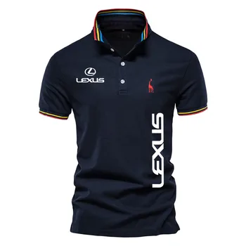 Lexus Лятна нова Висококачествена мъжка Риза за голф 2022, Тенденция Раирана мъжка Риза с къси ръкави, бизнес и Ежедневни Спортна мъжка Тениска